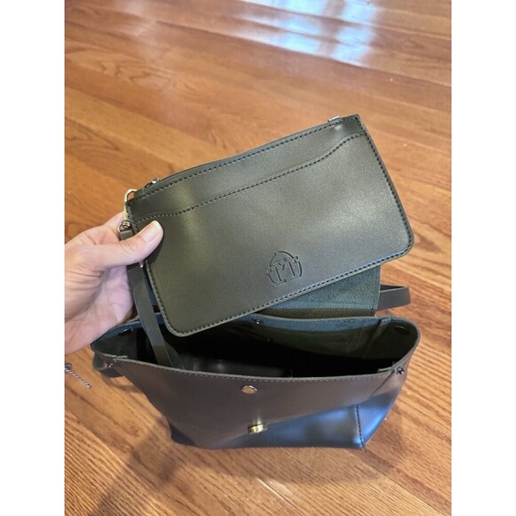 Faux Leather Olive Green Retro Old Money Mini Crossbody Purse Backpack - Picture 5 of 9